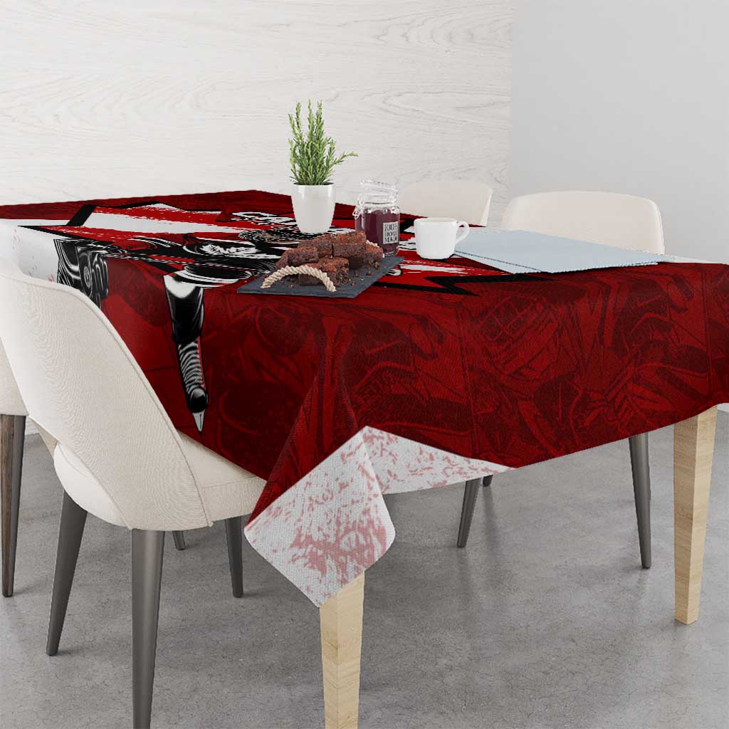 Canada Hockey Warrior Tablecloth Bold Maple Leaf Sports Art