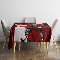 Canada Hockey Warrior Tablecloth Bold Maple Leaf Sports Art