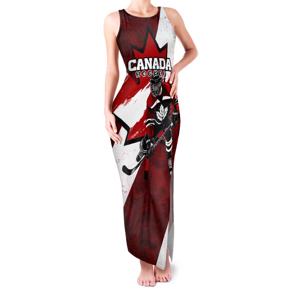 Personalized Canada Hockey Warrior Tank Maxi Dress Bold Maple Leaf Sports Art