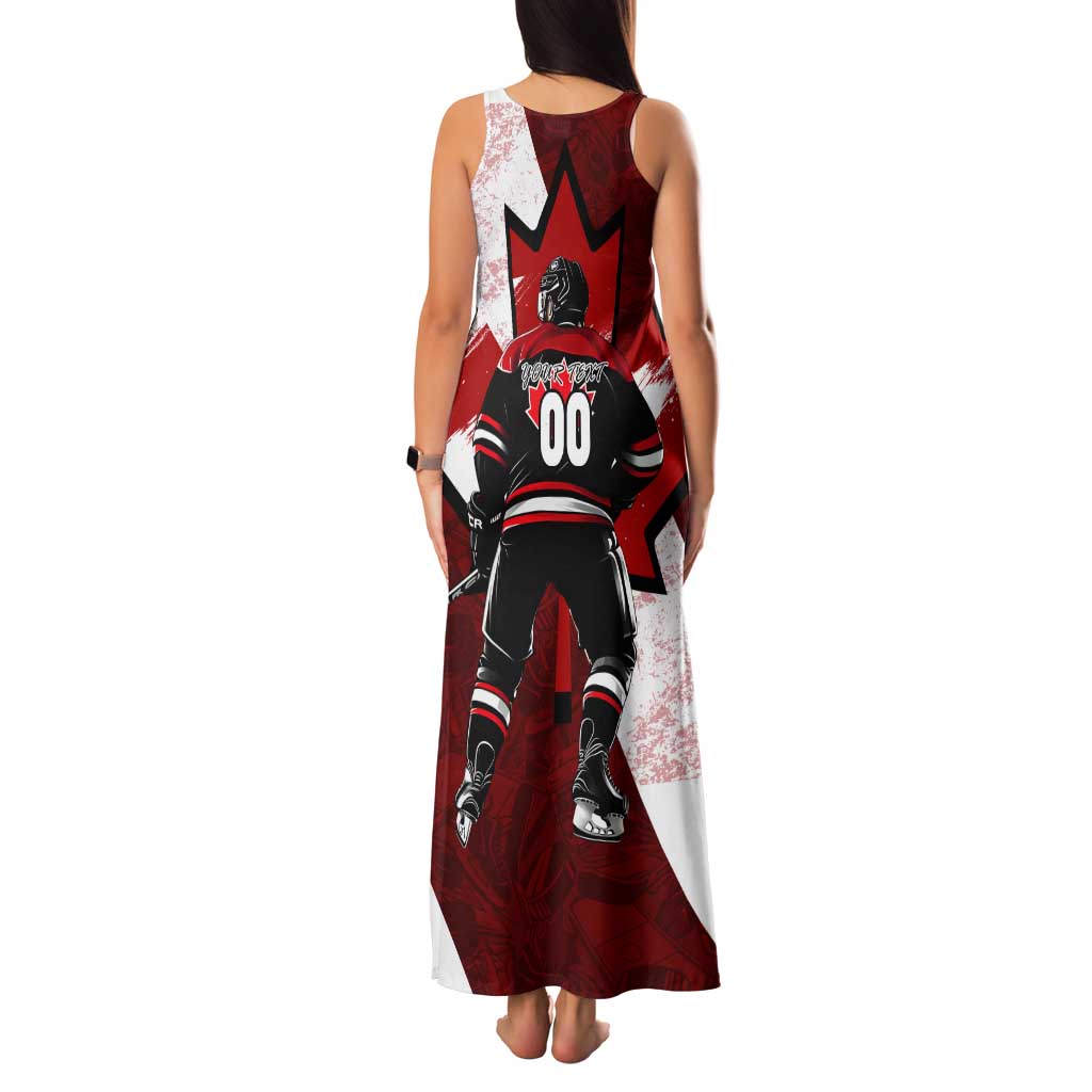 Personalized Canada Hockey Warrior Tank Maxi Dress Bold Maple Leaf Sports Art