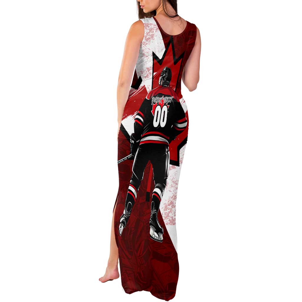 Personalized Canada Hockey Warrior Tank Maxi Dress Bold Maple Leaf Sports Art
