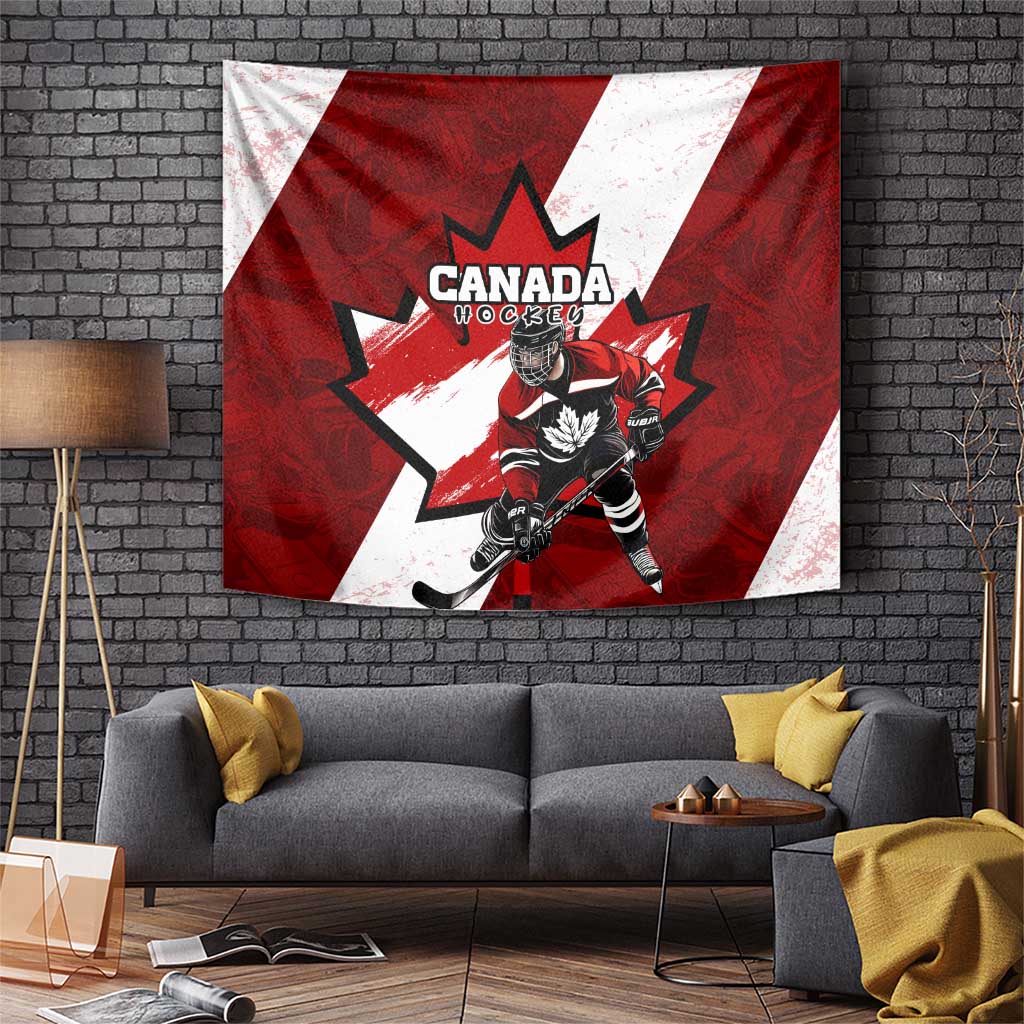 Canada Hockey Warrior Tapestry Bold Maple Leaf Sports Art