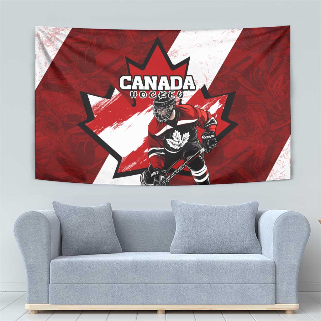 Canada Hockey Warrior Tapestry Bold Maple Leaf Sports Art