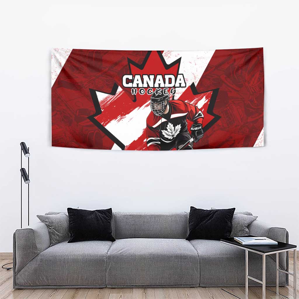 Canada Hockey Warrior Tapestry Bold Maple Leaf Sports Art