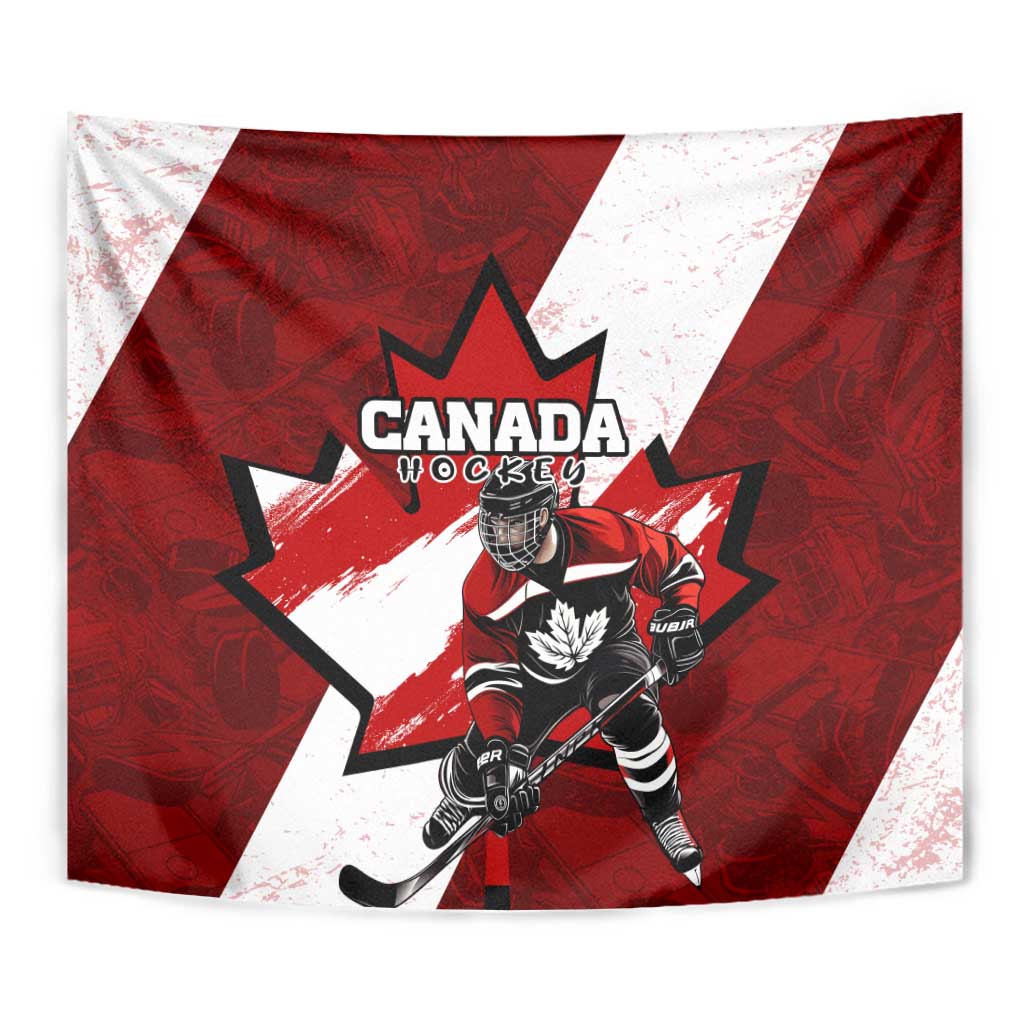 Canada Hockey Warrior Tapestry Bold Maple Leaf Sports Art