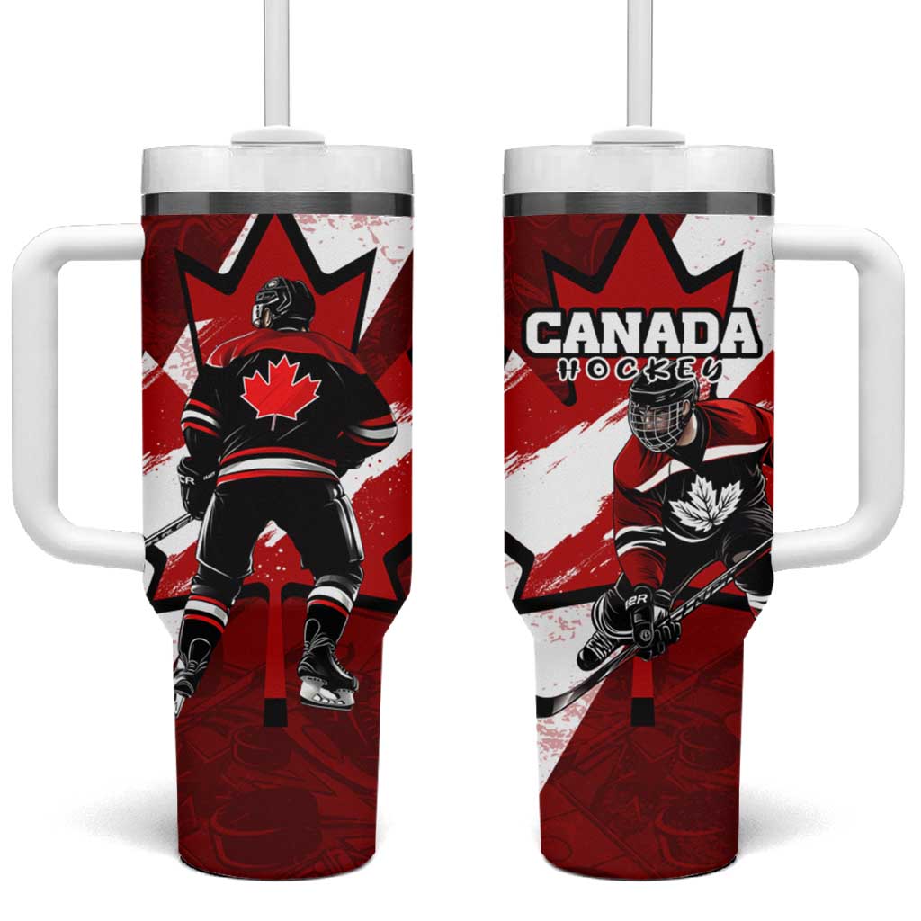 Canada Hockey Warrior Tumbler With Handle Bold Maple Leaf Sports Art
