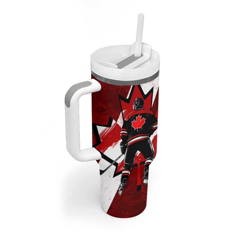 Canada Hockey Warrior Tumbler With Handle Bold Maple Leaf Sports Art