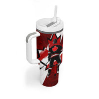 Canada Hockey Warrior Tumbler With Handle Bold Maple Leaf Sports Art