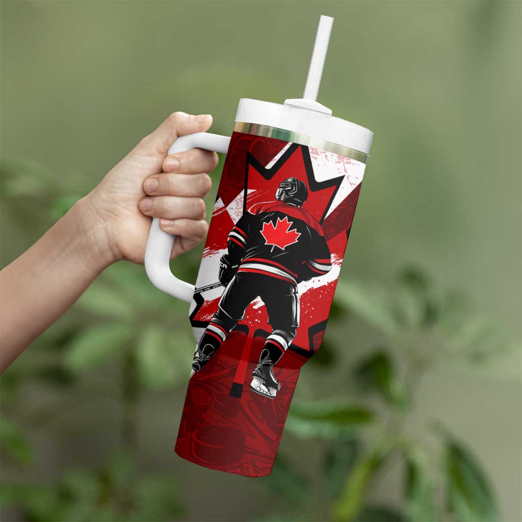 Canada Hockey Warrior Tumbler With Handle Bold Maple Leaf Sports Art