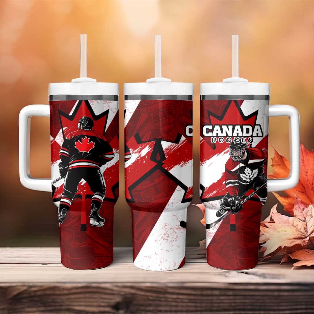 Canada Hockey Warrior Tumbler With Handle Bold Maple Leaf Sports Art