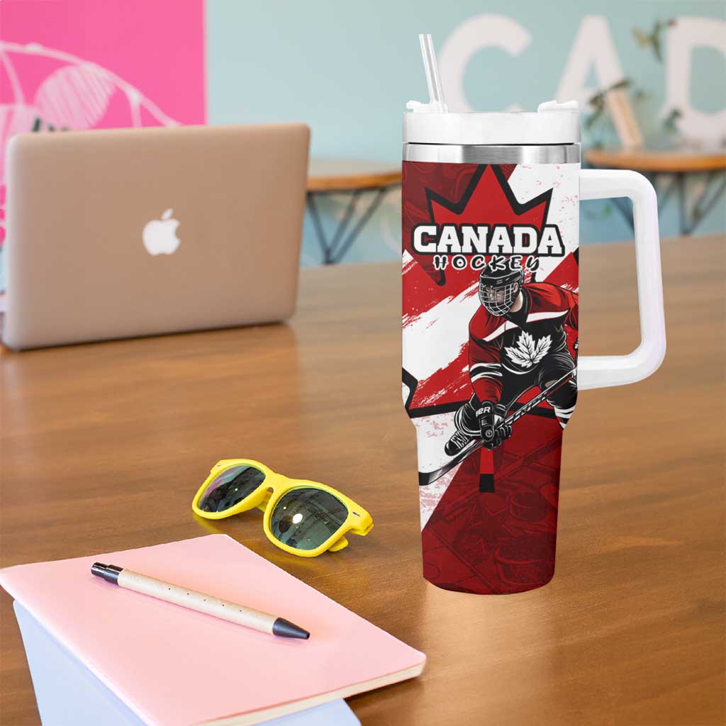 Canada Hockey Warrior Tumbler With Handle Bold Maple Leaf Sports Art