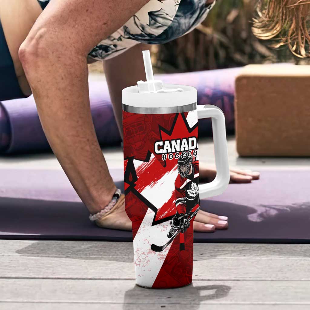 Canada Hockey Warrior Tumbler With Handle Bold Maple Leaf Sports Art