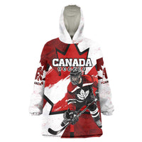 Personalized Canada Hockey Warrior Wearable Blanket Hoodie Bold Maple Leaf Sports Art