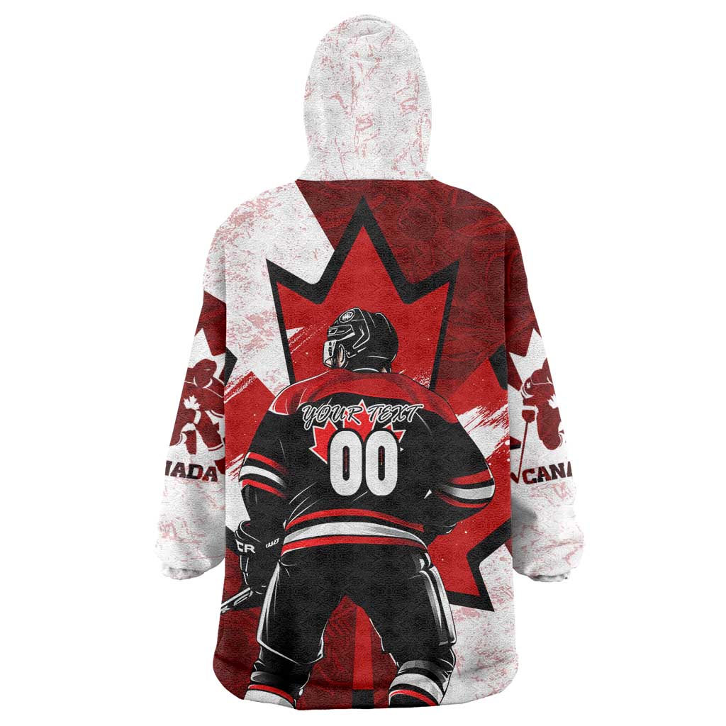 Personalized Canada Hockey Warrior Wearable Blanket Hoodie Bold Maple Leaf Sports Art