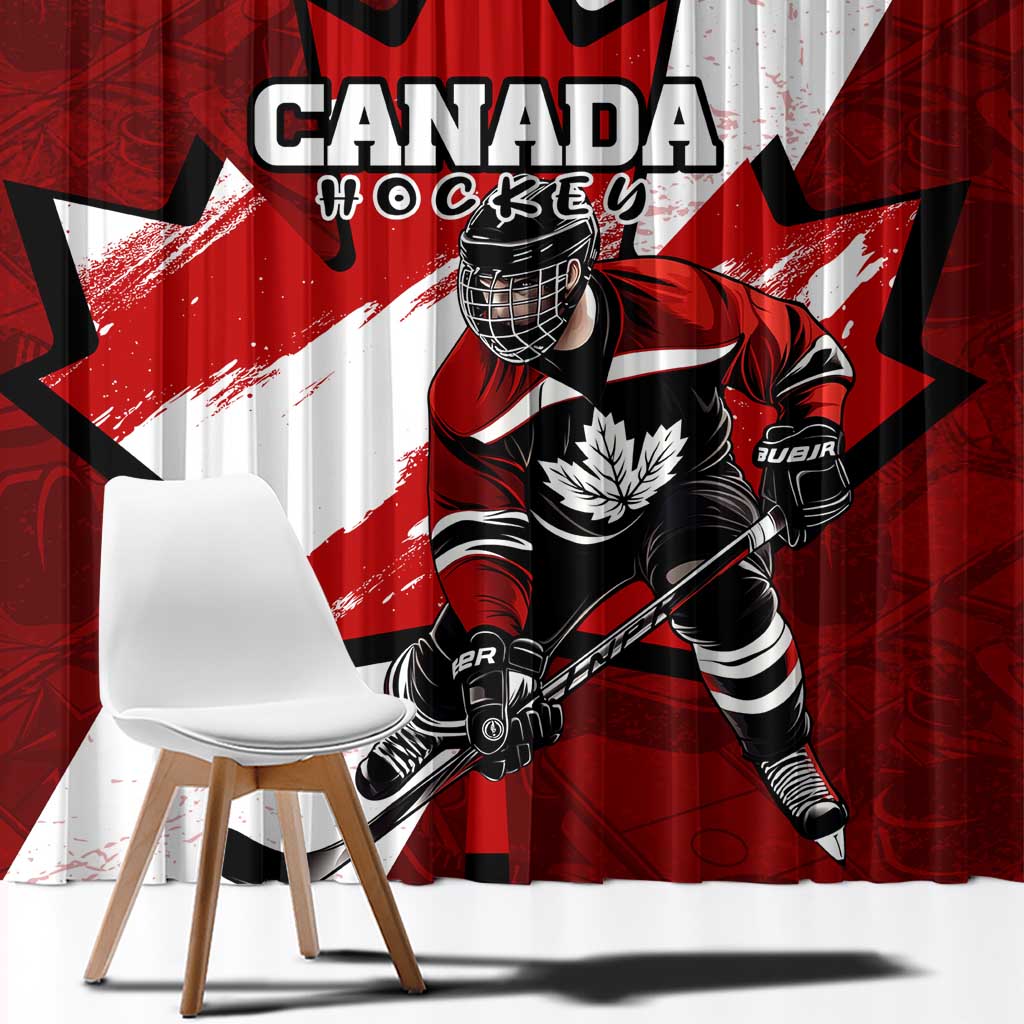 Canada Hockey Warrior Window Curtain Bold Maple Leaf Sports Art