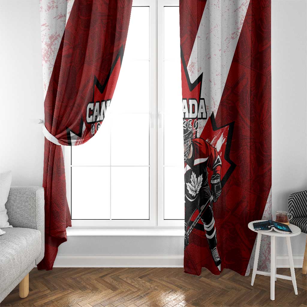 Canada Hockey Warrior Window Curtain Bold Maple Leaf Sports Art