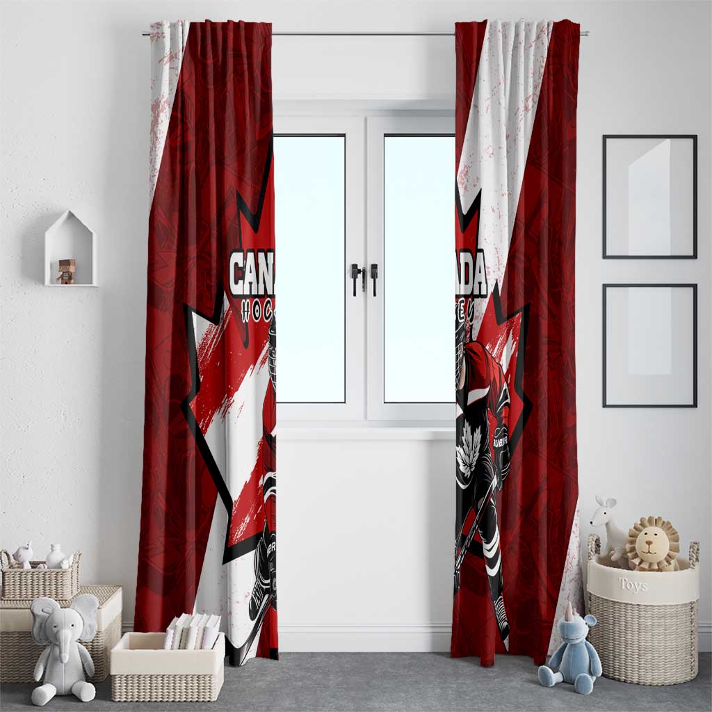 Canada Hockey Warrior Window Curtain Bold Maple Leaf Sports Art