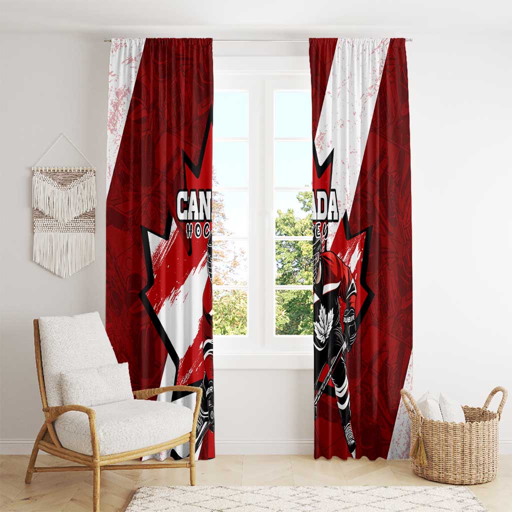 Canada Hockey Warrior Window Curtain Bold Maple Leaf Sports Art
