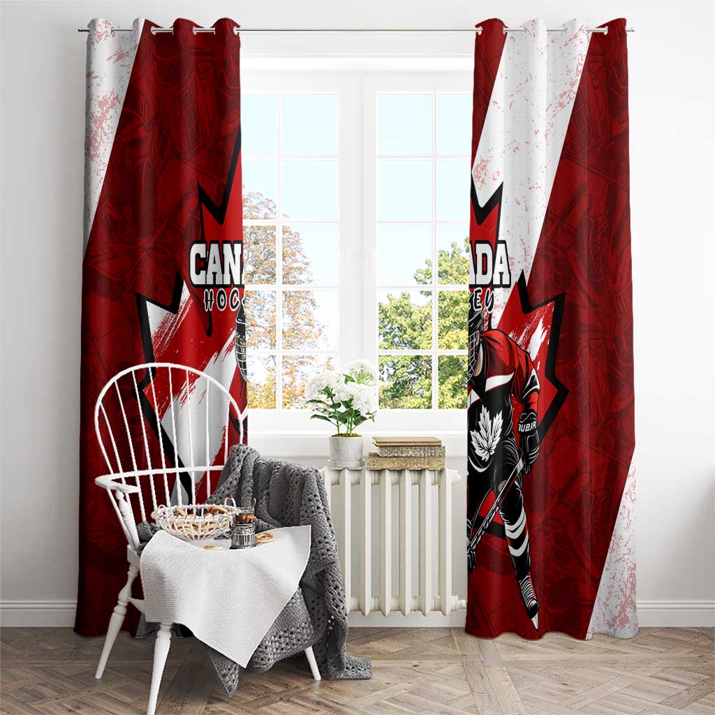 Canada Hockey Warrior Window Curtain Bold Maple Leaf Sports Art