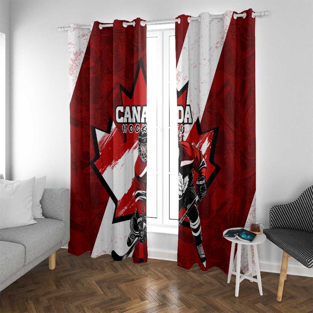 Canada Hockey Warrior Window Curtain Bold Maple Leaf Sports Art