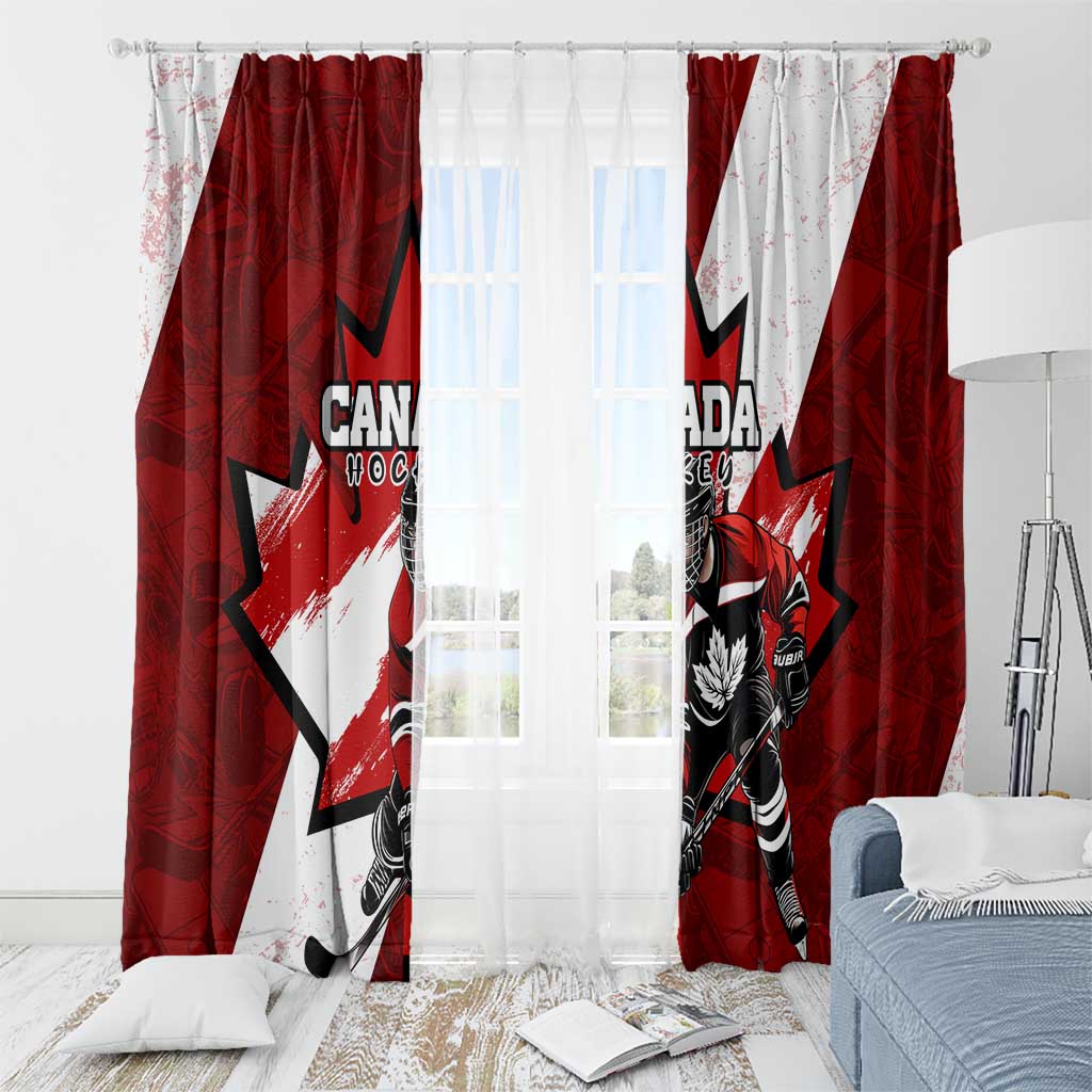 Canada Hockey Warrior Window Curtain Bold Maple Leaf Sports Art