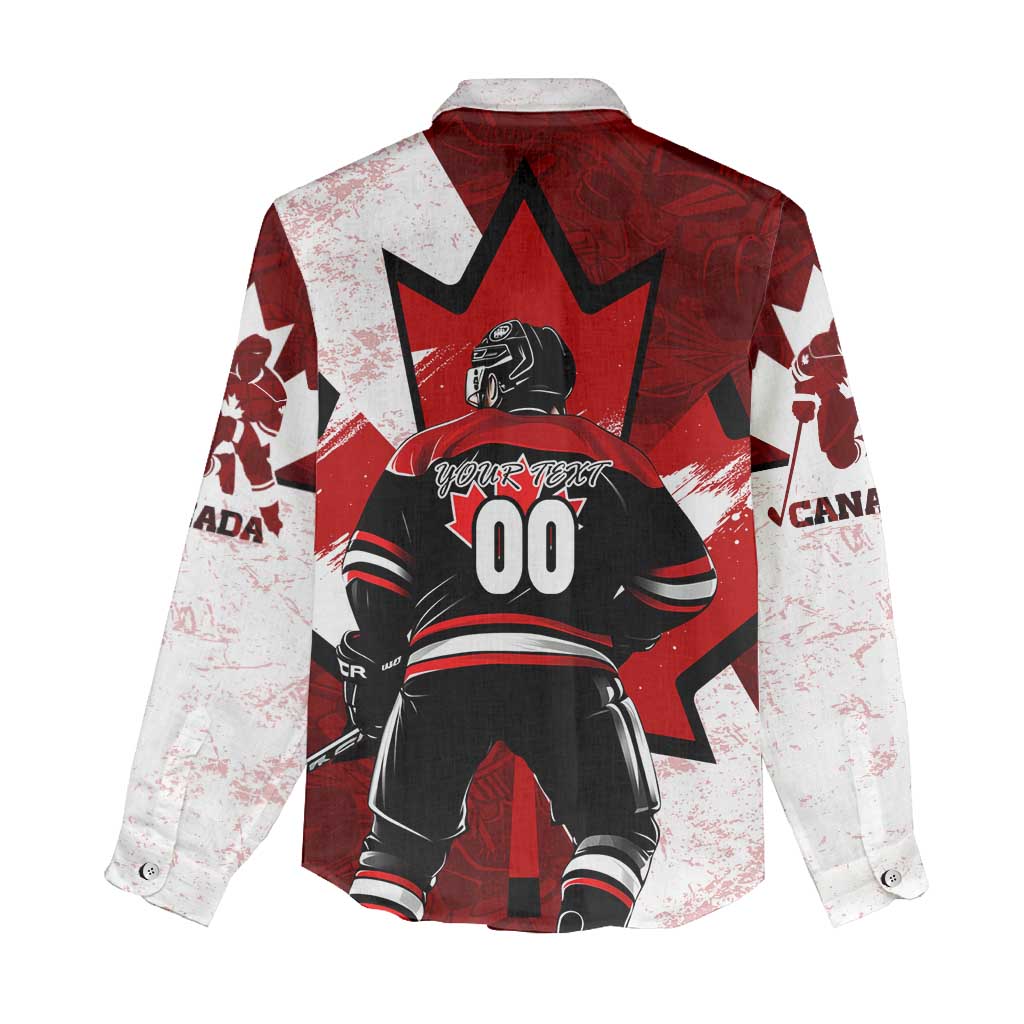Personalized Canada Hockey Warrior Women Casual Shirt Bold Maple Leaf Sports Art