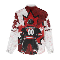 Personalized Canada Hockey Warrior Women Casual Shirt Bold Maple Leaf Sports Art