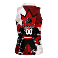Personalized Canada Hockey Warrior Women Sleeveless Polo Shirt Bold Maple Leaf Sports Art