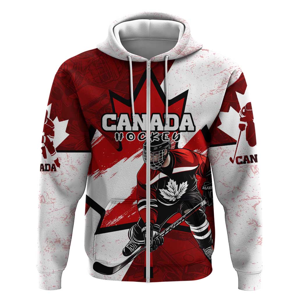 Personalized Canada Hockey Warrior Zip Hoodie Bold Maple Leaf Sports Art