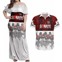 Canada Super Team Couples Matching Off Shoulder Maxi Dress and Hawaiian Shirt Dynamic Ice Hockey Legacy