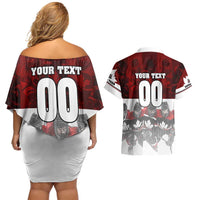 Canada Super Team Couples Matching Off Shoulder Short Dress and Hawaiian Shirt Dynamic Ice Hockey Legacy