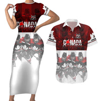 Canada Super Team Couples Matching Short Sleeve Bodycon Dress and Hawaiian Shirt Dynamic Ice Hockey Legacy
