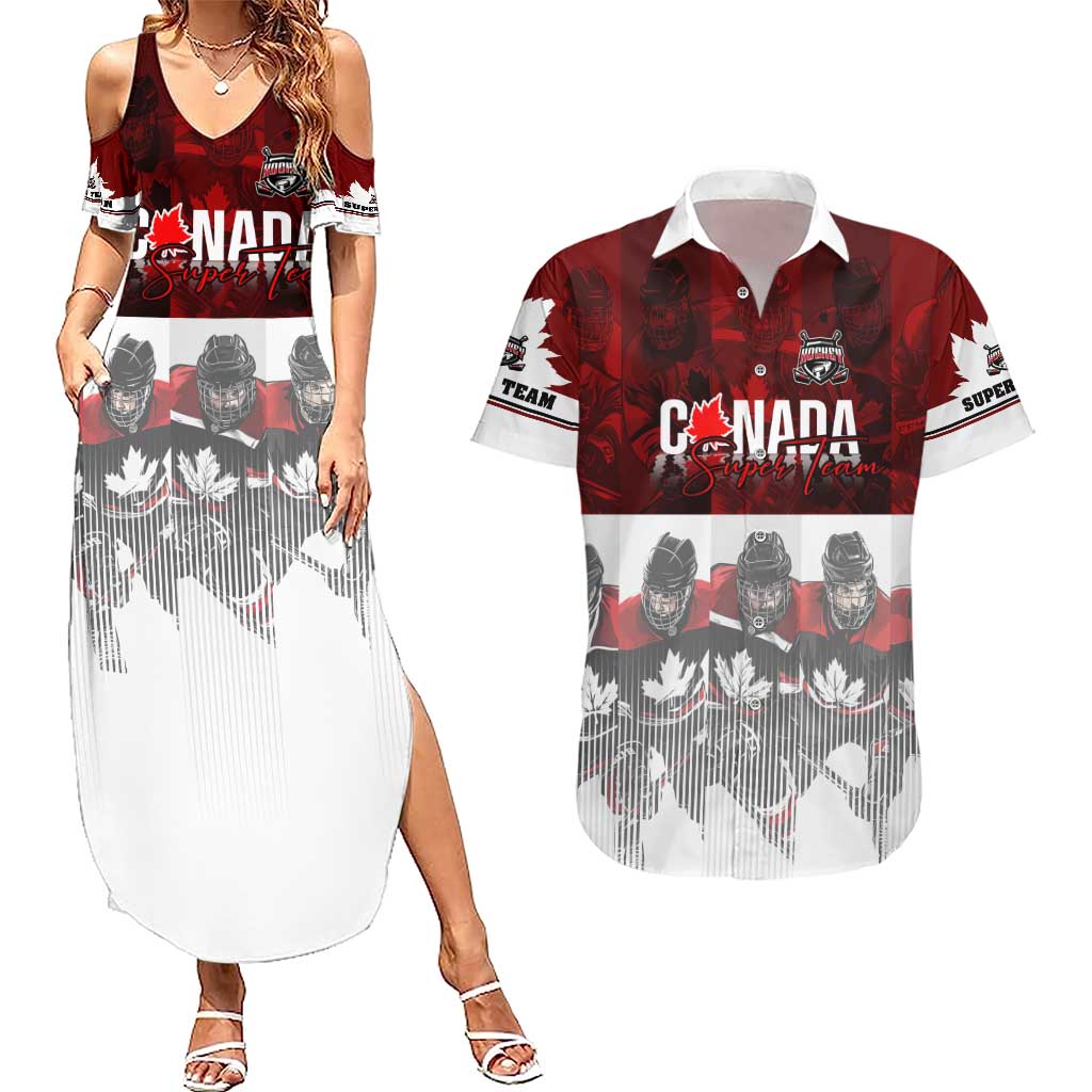 Canada Super Team Couples Matching Summer Maxi Dress and Hawaiian Shirt Dynamic Ice Hockey Legacy