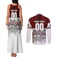 Canada Super Team Couples Matching Tank Maxi Dress and Long Sleeve Button Shirt Dynamic Ice Hockey Legacy