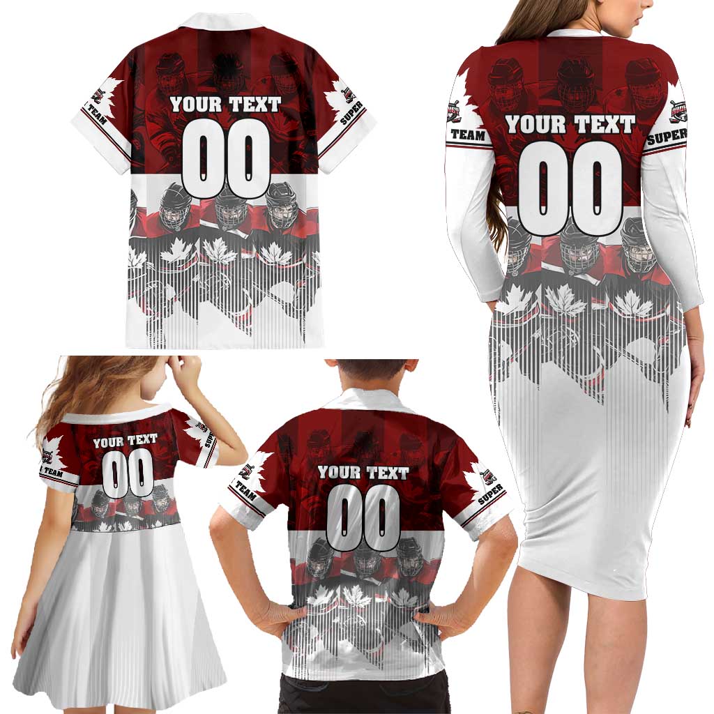 Canada Super Team Family Matching Long Sleeve Bodycon Dress and Hawaiian Shirt Dynamic Ice Hockey Legacy