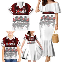 Canada Super Team Family Matching Mermaid Dress and Hawaiian Shirt Dynamic Ice Hockey Legacy