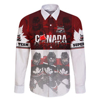Canada Super Team Family Matching Off The Shoulder Long Sleeve Dress and Hawaiian Shirt Dynamic Ice Hockey Legacy