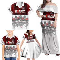 Canada Super Team Family Matching Off Shoulder Maxi Dress and Hawaiian Shirt Dynamic Ice Hockey Legacy