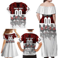 Canada Super Team Family Matching Off Shoulder Maxi Dress and Hawaiian Shirt Dynamic Ice Hockey Legacy
