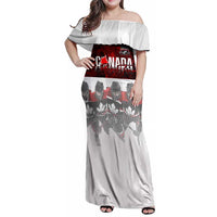 Canada Super Team Family Matching Off Shoulder Maxi Dress and Hawaiian Shirt Dynamic Ice Hockey Legacy