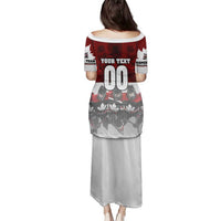 Canada Super Team Family Matching Puletasi and Hawaiian Shirt Dynamic Ice Hockey Legacy