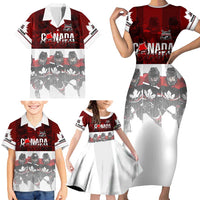 Canada Super Team Family Matching Short Sleeve Bodycon Dress and Hawaiian Shirt Dynamic Ice Hockey Legacy