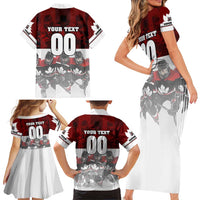 Canada Super Team Family Matching Short Sleeve Bodycon Dress and Hawaiian Shirt Dynamic Ice Hockey Legacy