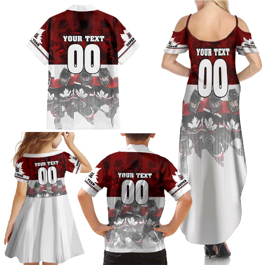 Canada Super Team Family Matching Summer Maxi Dress and Hawaiian Shirt Dynamic Ice Hockey Legacy