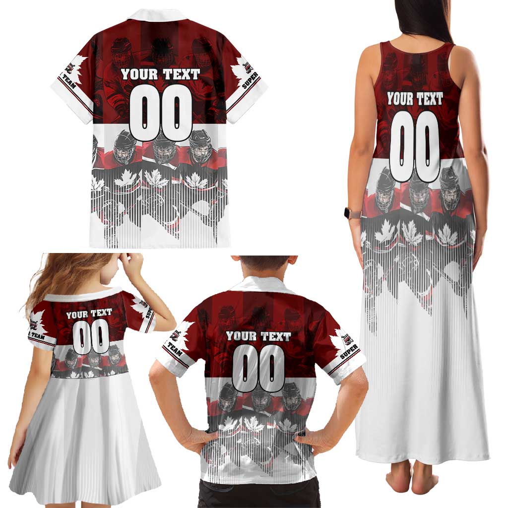 Canada Super Team Family Matching Tank Maxi Dress and Hawaiian Shirt Dynamic Ice Hockey Legacy