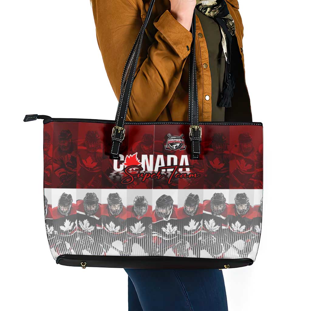 Canada Super Team Leather Tote Bag Dynamic Ice Hockey Legacy