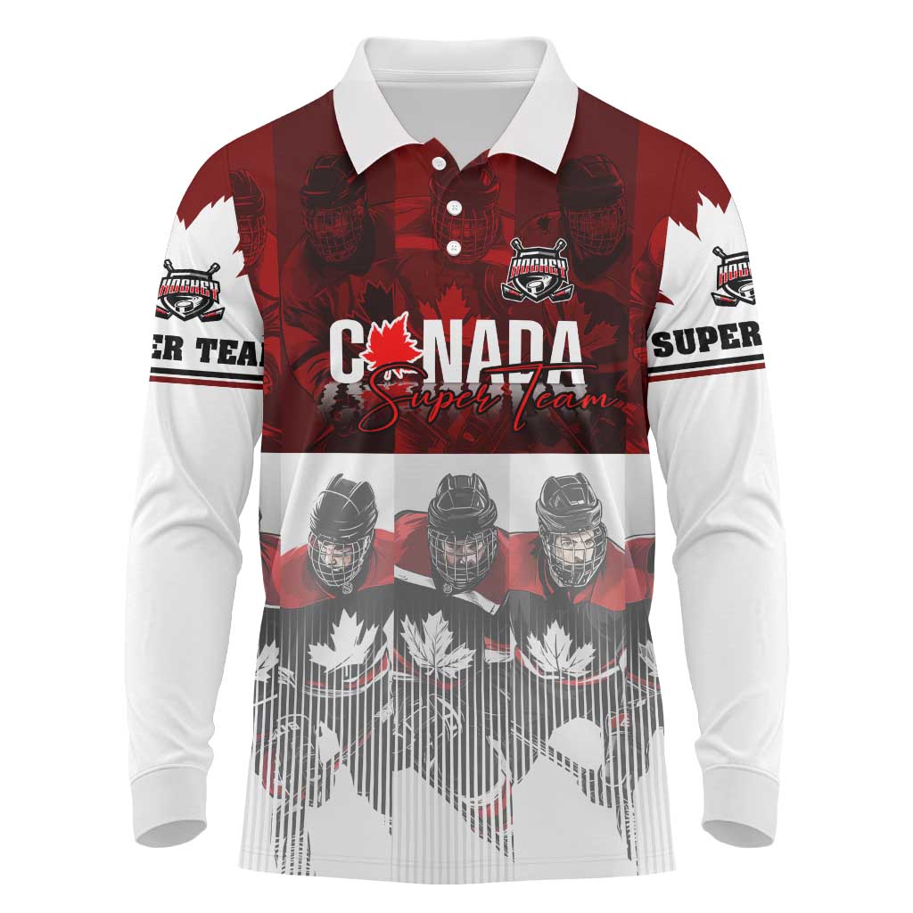 Canada Super Team Long Sleeve Polo Shirt Dynamic Ice Hockey Legacy