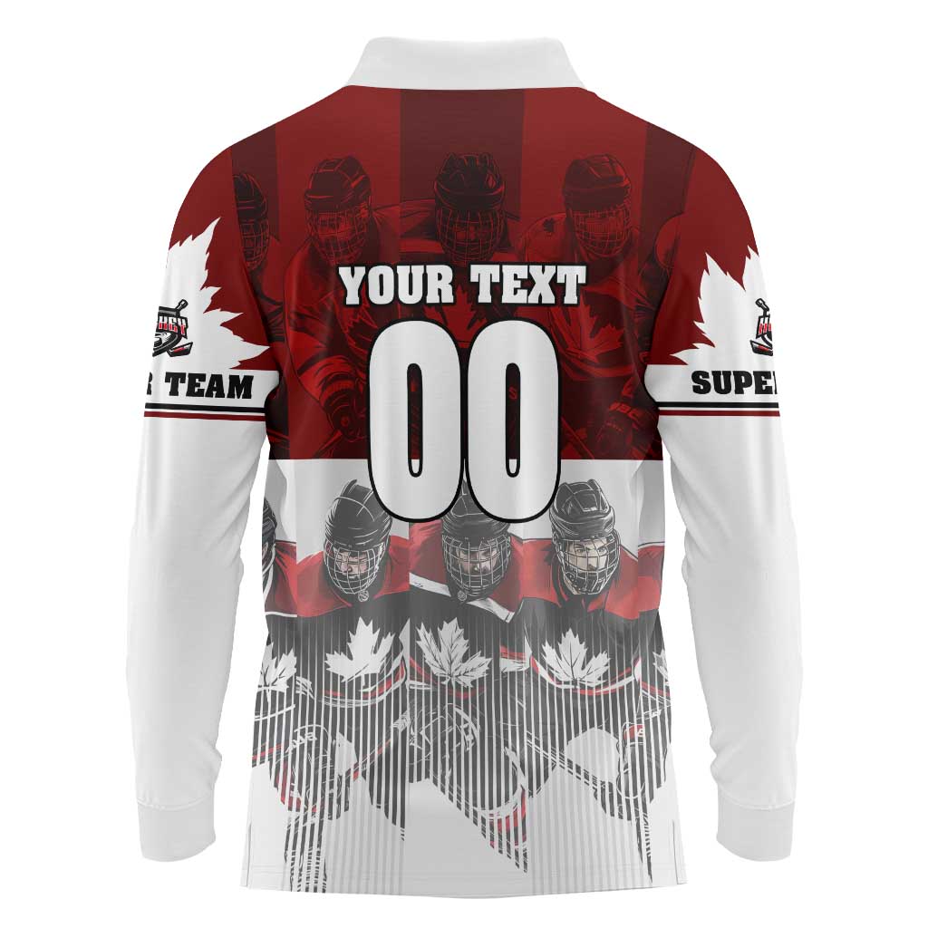 Canada Super Team Long Sleeve Polo Shirt Dynamic Ice Hockey Legacy