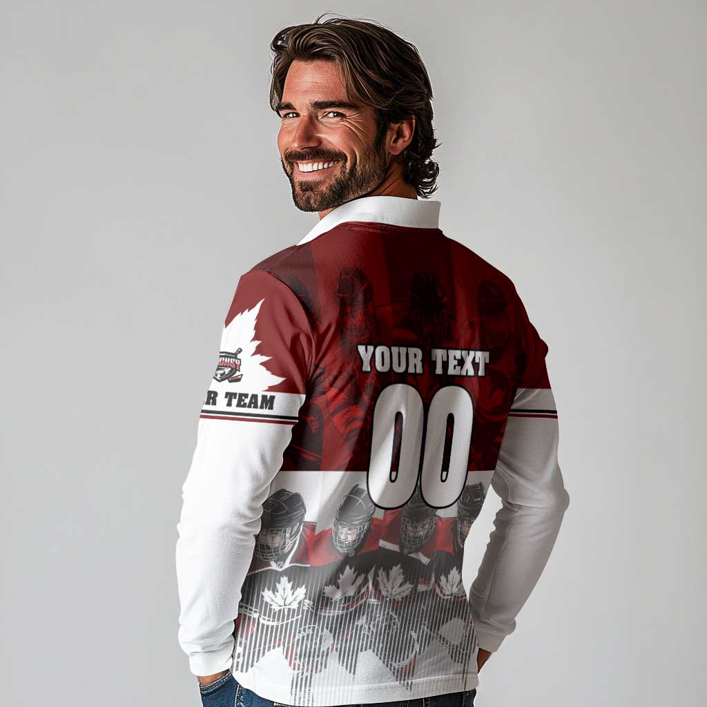 Canada Super Team Long Sleeve Polo Shirt Dynamic Ice Hockey Legacy
