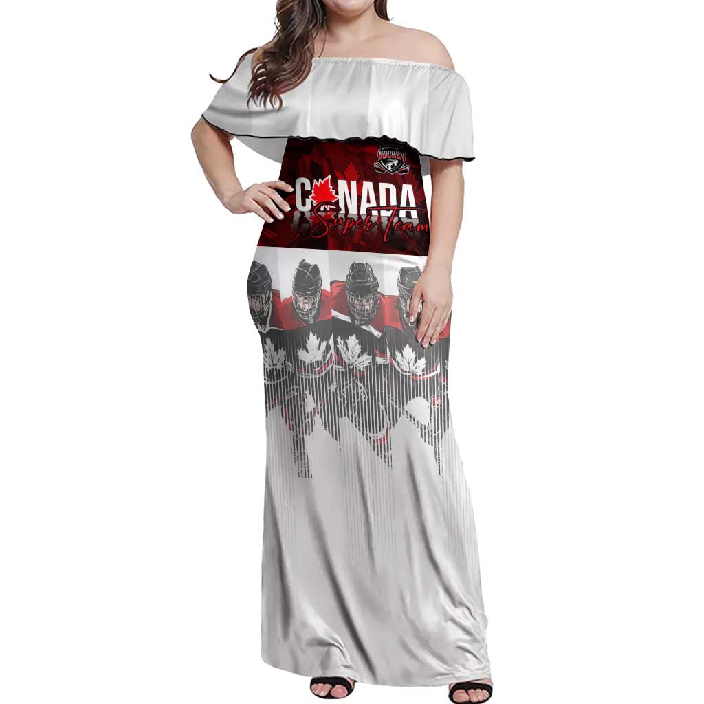 Canada Super Team Off Shoulder Maxi Dress Dynamic Ice Hockey Legacy